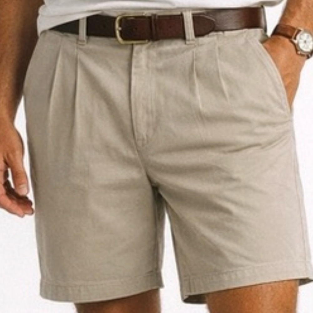 VINTAGE J. Crew Men’s Pleated Khaki Chino Shorts Preppy 80’s 90’s Size 33 Waist